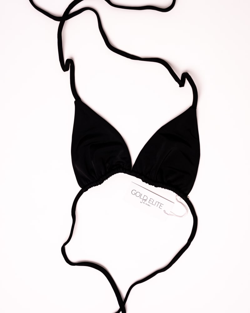 Front of a size L Itsy-Bitsy Bikini Top in Black by Gold Elite Apparel. | dia_product_style_image_id:288263